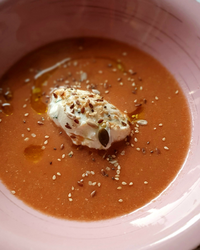 Gazpacho con mousse di ricotta