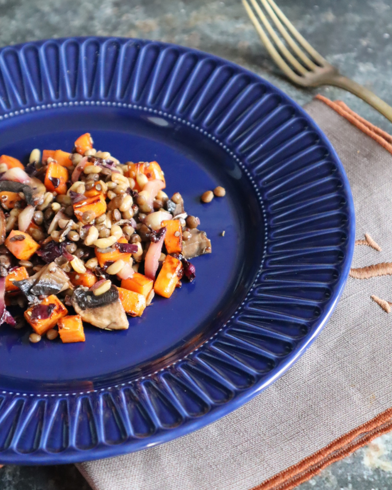 insalata autunnale di farro e lenticchie
